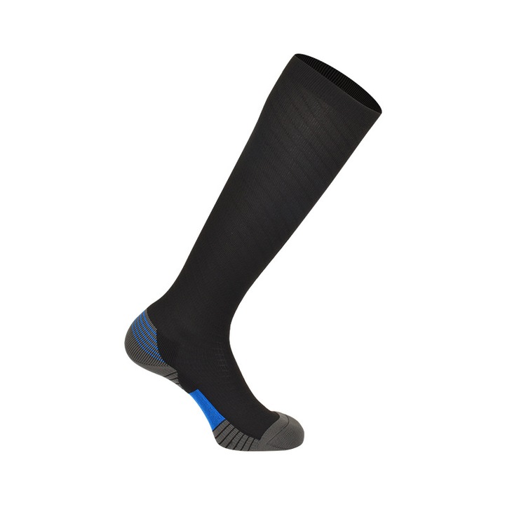 Set de doua sosete profesionale de compresie sportiva pentru yoga, alergare, drumetii, ciclism si activitati in aer liber, negru, XL (43-46)