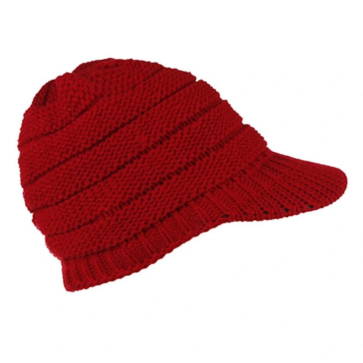 Női téli kötött sapka, téli sapka, bő szabású sapka, bordó