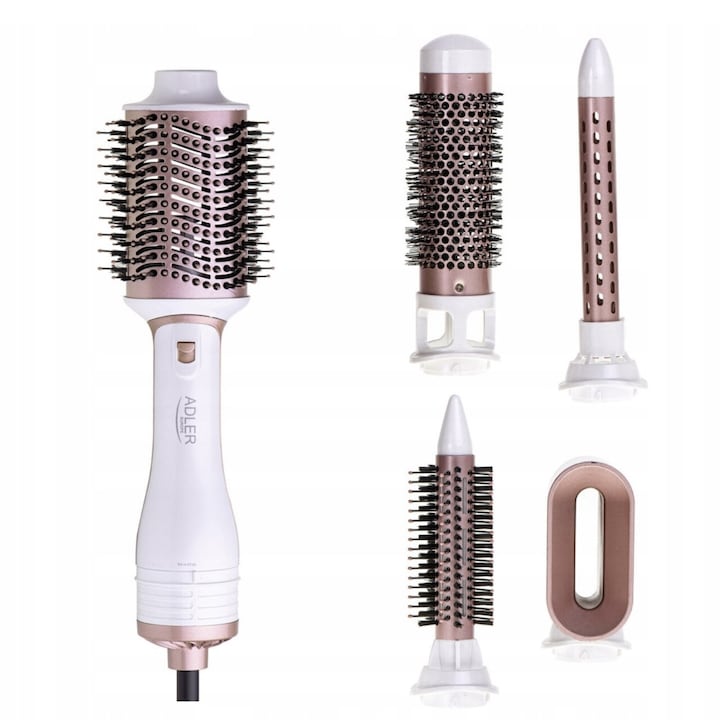 Perie rotativa 5 in 1 Adler AD 2027, 1200W, 2 setari de temperatura, 5 accesorii interschimbabile, Hair Styler