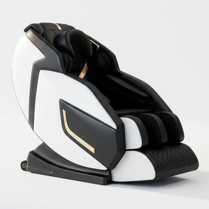 Fotoliu Masaj, TOP SCAUNE® FELIX, Scaun Masaj, Cu Incalzire, Bluetooth, Fotoliu Relaxare, Capete Masaj cu JAD, Zero Gravity, 2 Boxe Integrate, Moduri Automate Multiple, Reglare Intensitate Masaj, Suport Picioare Extensibil, Piele Ecologica Premium, Bej