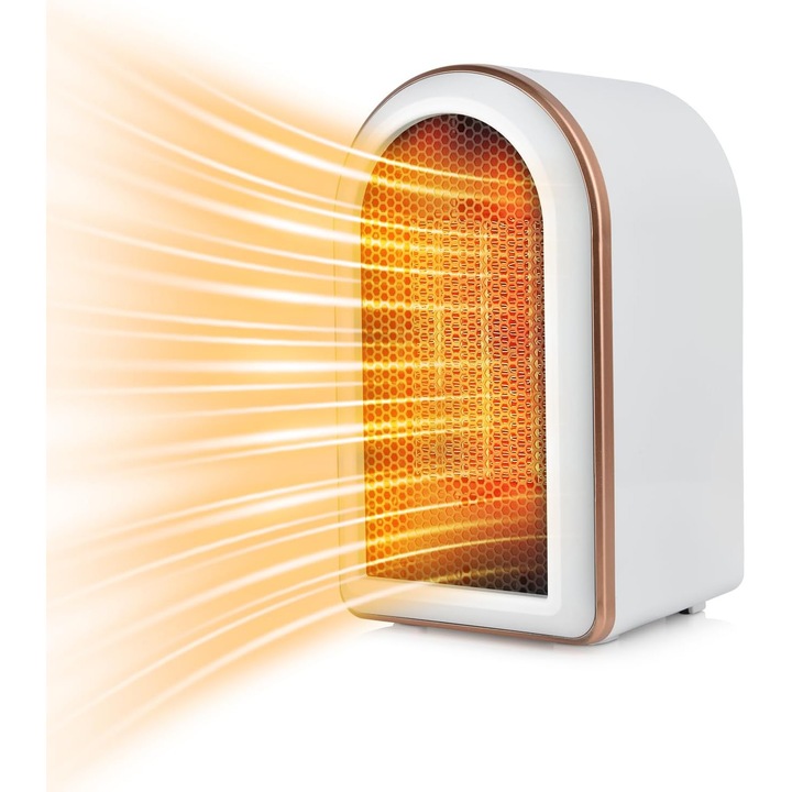 Elektromos hőlégfúvó 1200W, 2 teljesítményszint, kompakt design, 65°-os oszcilláció, irodába és szobába