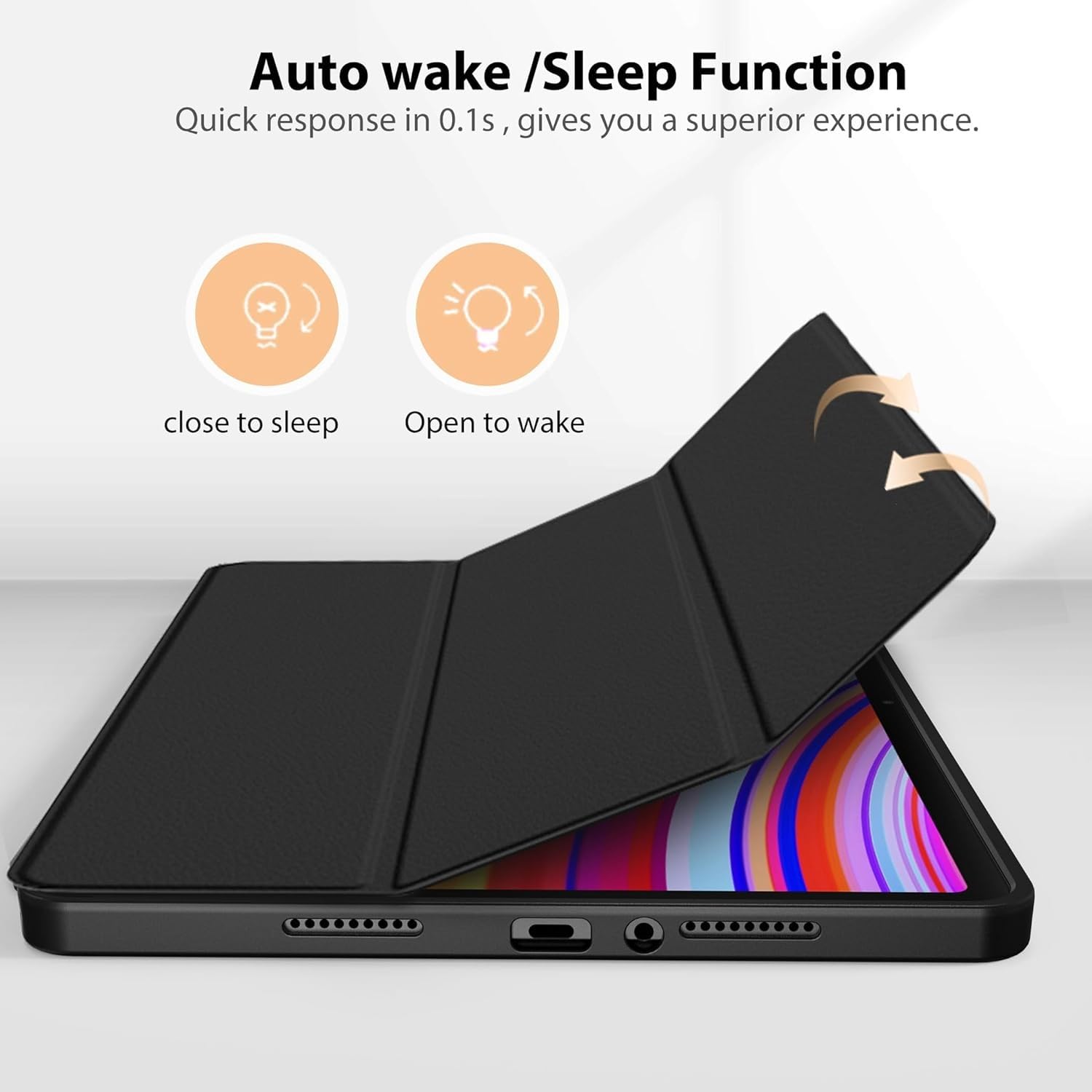 Husa pentru Samsung Galaxy Tab A11 Plus Soft Shell cu functie wake-up/sleep si compartiment pentru stylus, tip stand - negru
