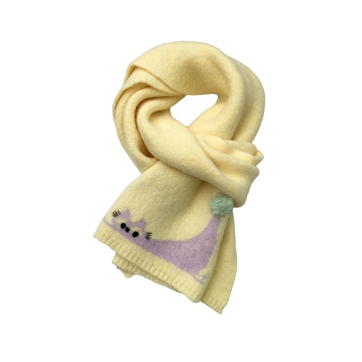 Puha macskás kötött sál, sárga, univerzális
