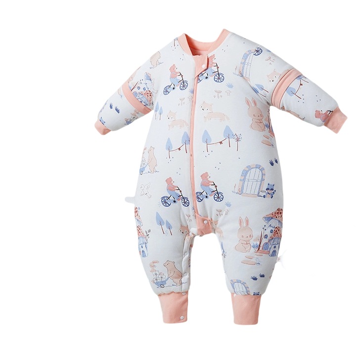 Sac de dormit pentru bebelusi, Dazhanhong Rabbit, gros, cu picioare separate, 10-20 grade Celsius, marimea M