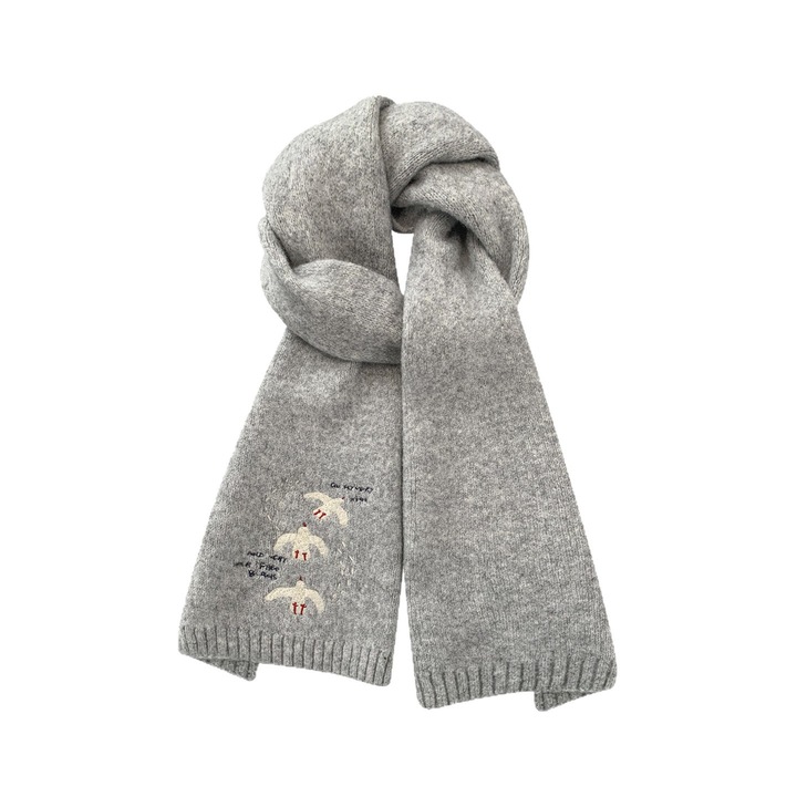 Kis Fehér Galamb Himzéssel díszített sál, szürke, univerzális méret