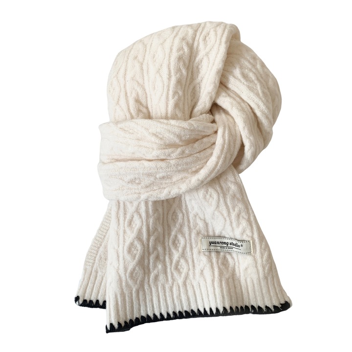 Fehér női sál, univerzális méret, szövet, őszi és téli hangulatú