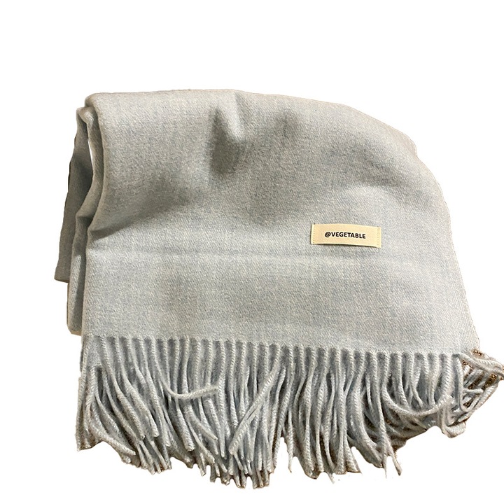 Esarfa tricotata moale cu casmir, albastra, pentru toamna si iarna