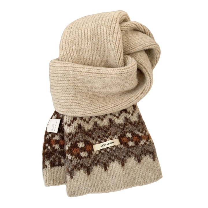 Esarfa tricotata din lana, Winter Atmosphere, bej