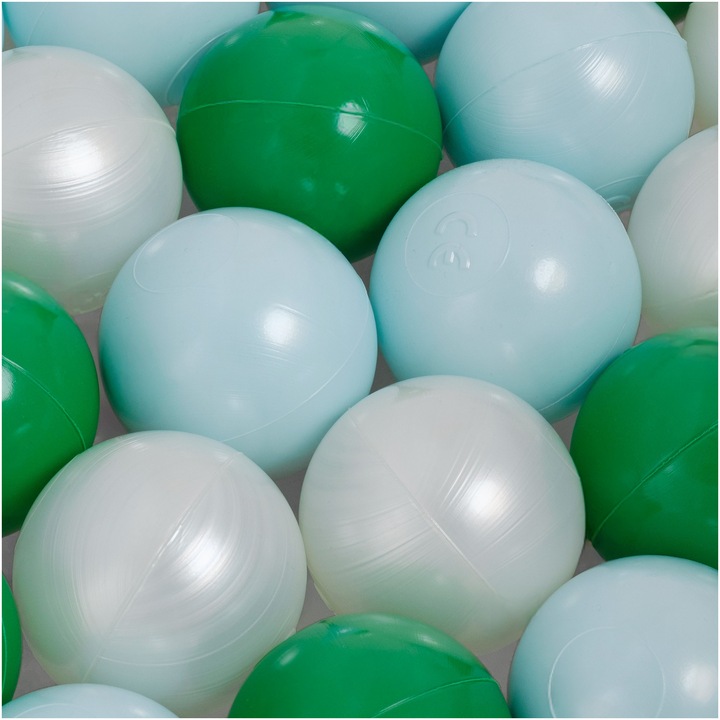 Bile pentru piscina pentru copii, Misioo, Plastic, Verde Menta Alb perlat, 150 bile ∅6 cm