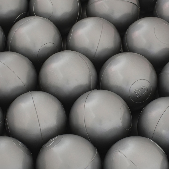 Bile pentru piscina pentru copii, Misioo, Plastic, Argintiu, 100 bile ∅6 cm