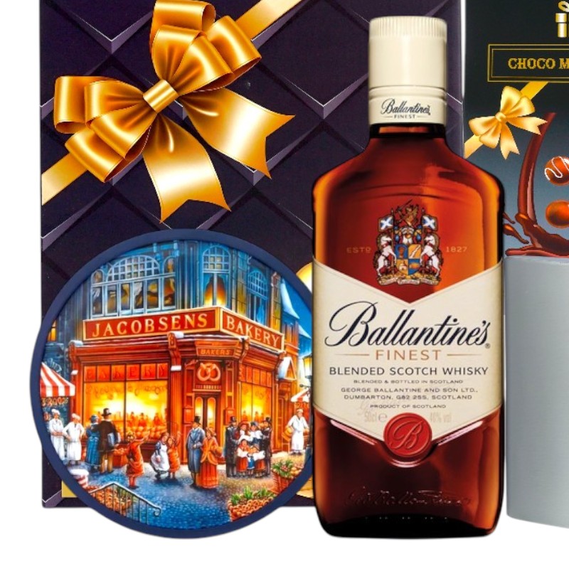 Set Cadou Barbati Premium cu Whisky Ballantine's, Recipient Inox