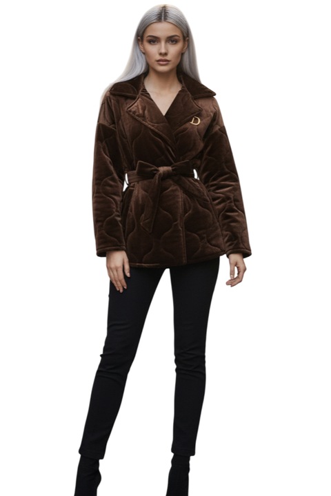 Geaca dama eleganta maro catifelata matlasata, M/L