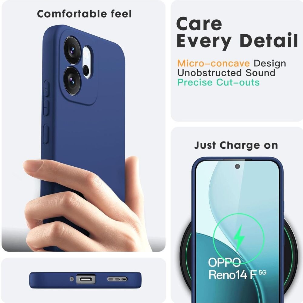 Husa pentru Telefon Compatibila cu Oppo Reno 14 FS 5G/ 14 F 5G, G-Tech, Silicon TPU, Protectii camere, Aspect Mat, Albastru