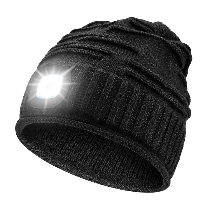 Плетени шапки с светлина, черни