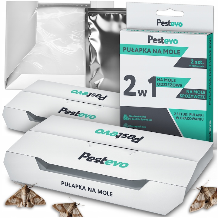 Capcana Kuketo 2 in 1 pentru molii, alb, set 2 capcane, dimensiuni 12x10cm