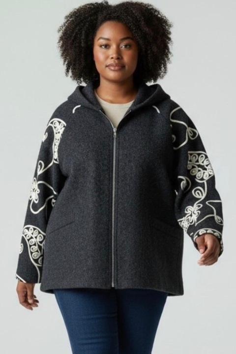 Jacheta cu lana, Gri, One Size, Gri, One Size