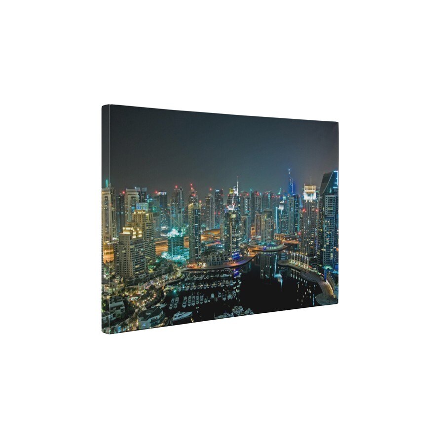 Orasul Dubai noaptea - Tablou Canvas - 35x45 cm