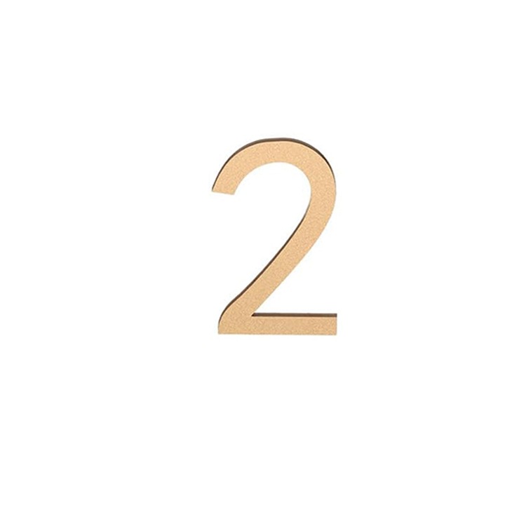 Akril Házszám, Ajtóhoz és Postaládához, 7 cm, Arany Színű, 2-es Szám Modell
