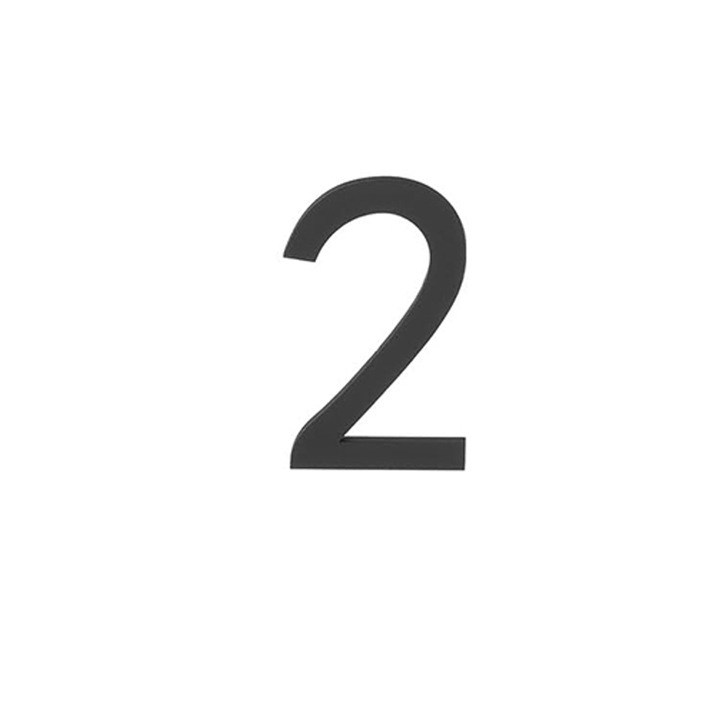 Akril Házszám, Ajtóhoz és Postaládához, 7 cm, Fekete Szín, 2-es Szám Modell