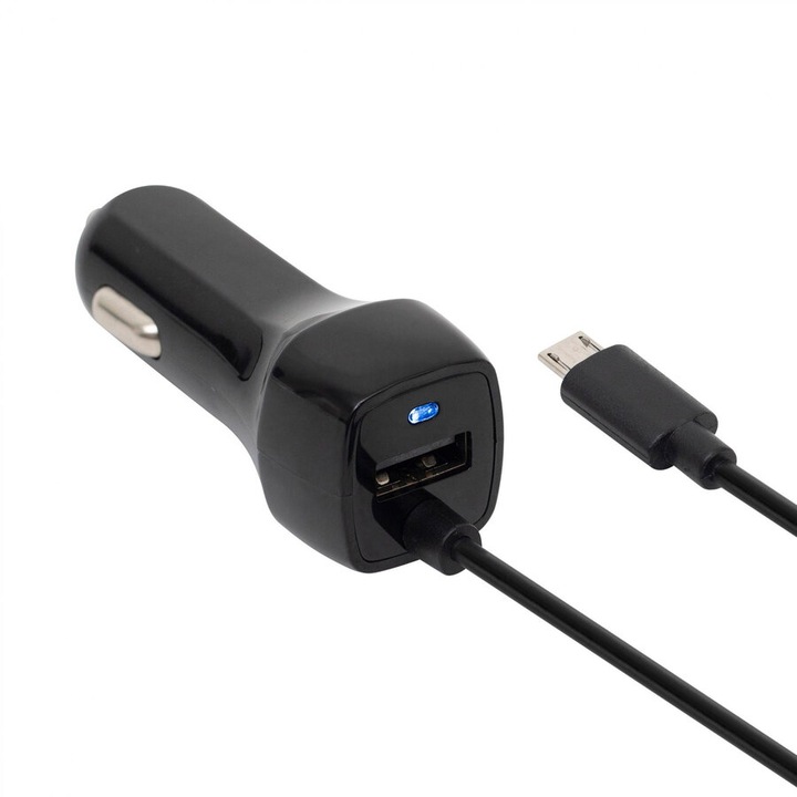 Încărcător mobil Somogyi, USB la microUSB, 5V/2.4A, negru