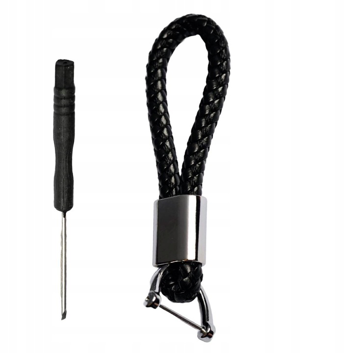 Motokey kulcstartó, fekete medál, csavarhúzóval együtt