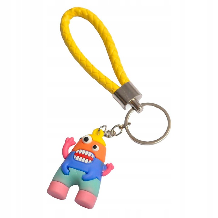Breloc Motokey, creatura multicolor, cu mâner galben, nou
