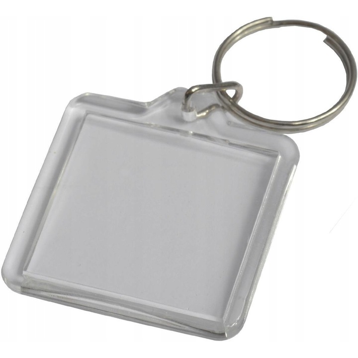 Akril kulcstartó, Motokey, 10 db-os szett, 32x33mm, átlátszó