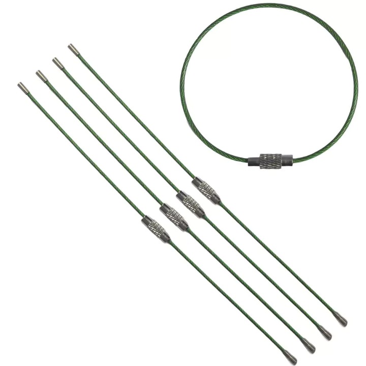 Breloc cu buclă din oțel inoxidabil, set 5 bucăți, verde, 150 mm