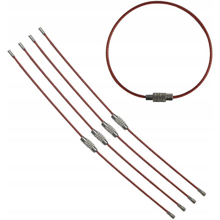 Breloc cu buclă și frânghie, Motokey, roșu, 150 mm, set 5 bucăți