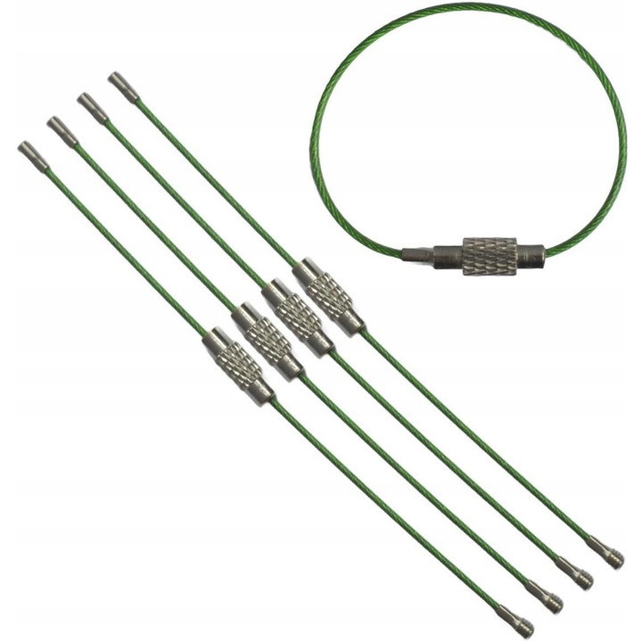 Brelocuri cu buclă din inox, set 5 bucăți, verde, lungime 100mm