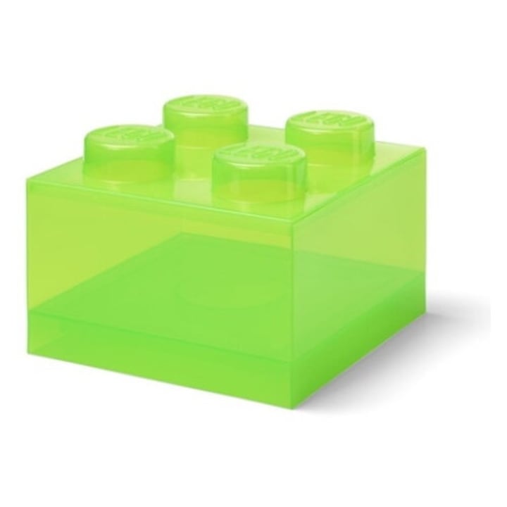 LEGO tárolódoboz 4-es, fedéllel, zöld