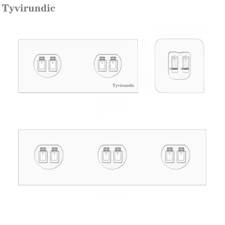 Set 3 agatatori adezive Tyvirundic, transparent mat, 28x6x1cm