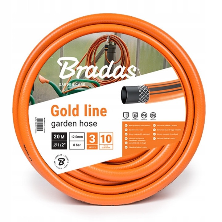 Bradas kerti tömlő 3/4", 50m, narancssárga fekete csíkokkal, ellenálló