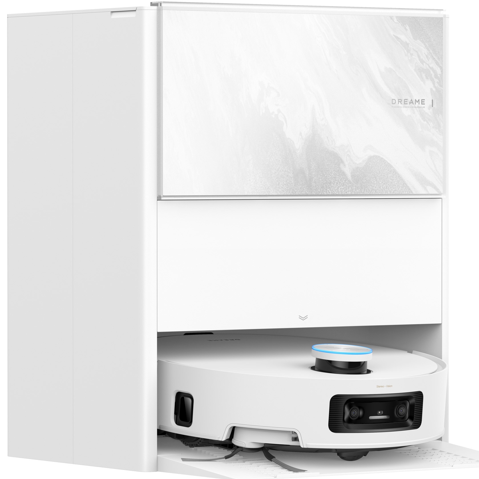Robot de aspirare cu mop Dreame Aqua 10 Ultra Track Complete RLR81CE-1-WH, tehnologie TrackSync™ stație automată de golire 3.5l, 25000Pa, funcție autocurățare mop la 100˚C ThermoHu
