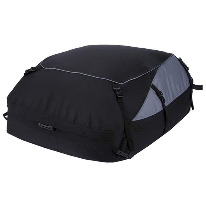 Portbagaj auto plafon, cu curele si carlige de siguranta, impermeabil, potrivit pentru drumetii, 160*110*45CM, LEIISVK, negru