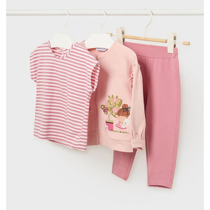 Trening 3 piese Mayoral, imprimeu, roz, 98 cm