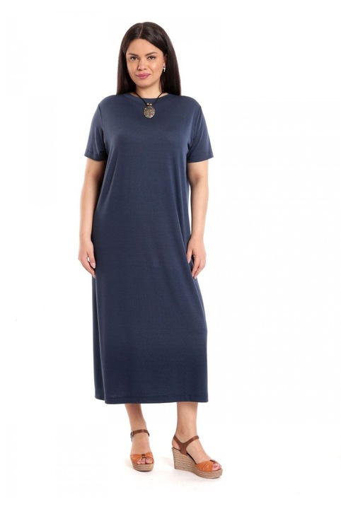 Női hosszú kötött ruha, sötétkék, viszkózból