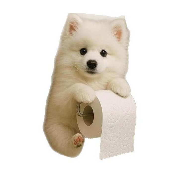 Suport hartie igienica, Rasina, Pisica, Alb