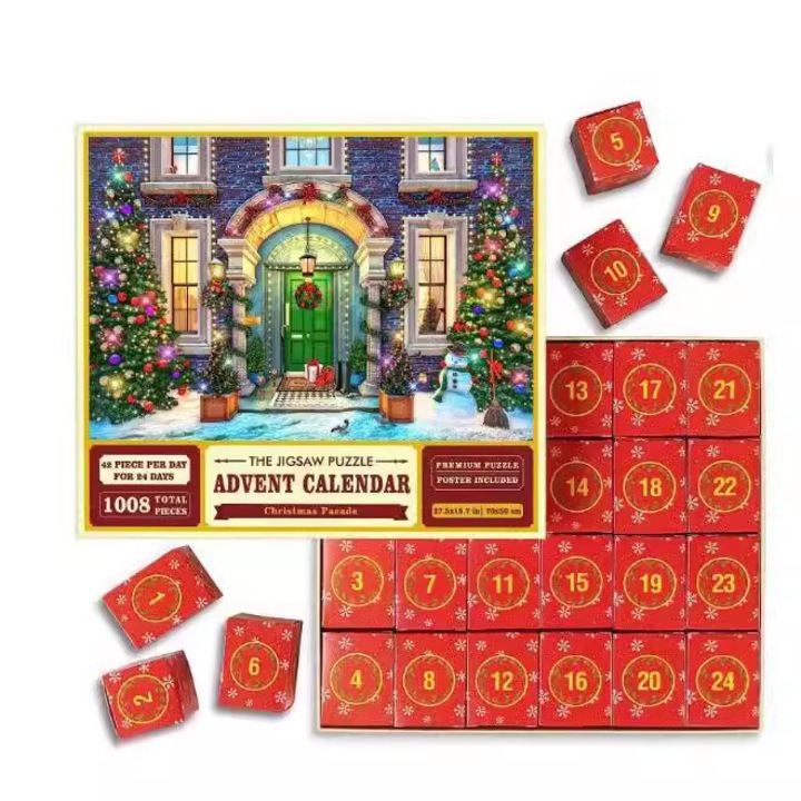 Puzzle készlet, karácsonyi meglepetés dobozok, dekoratív díszek, gyerekeknek