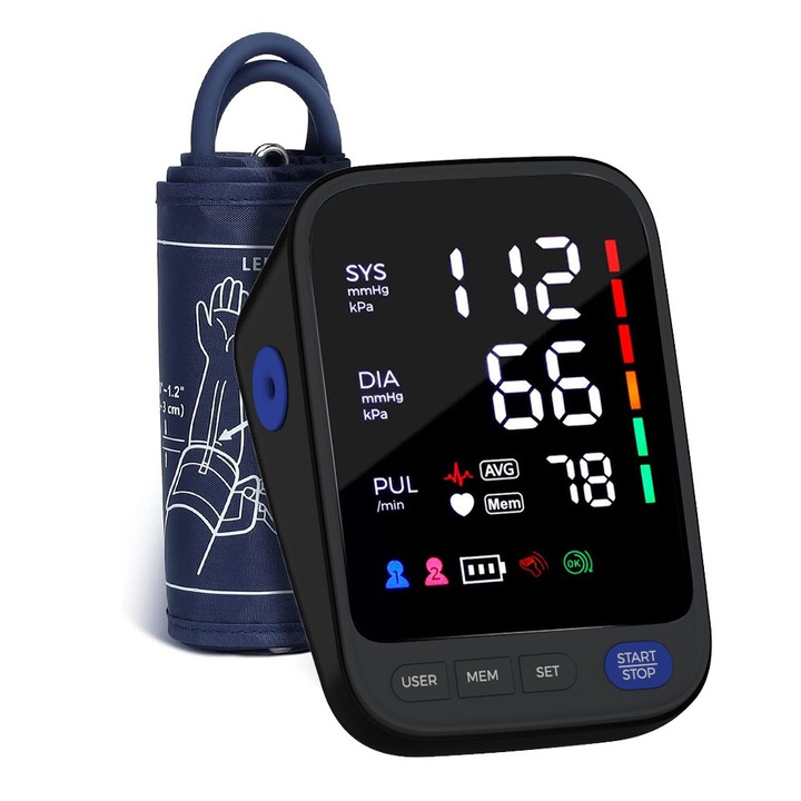 Tensiometru electronic, display LED mare, pentru brat