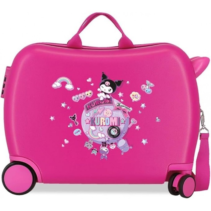 Troler copii Sanrio Kuromi Around the world, 4 roti, fucsia, 50x38x20 cm