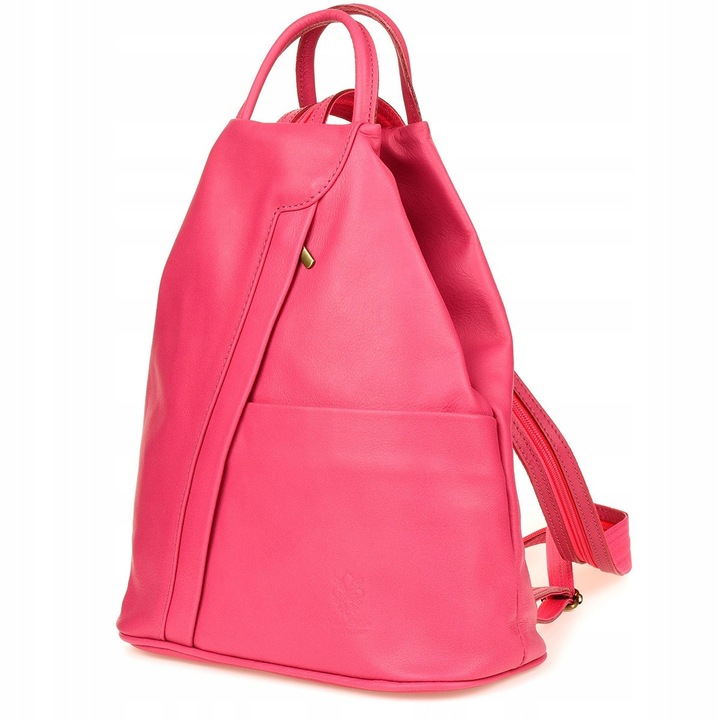 Rucsac Dama, Vera Pelle, Piele Naturala, Design Italian, Roz, 30x24x12cm