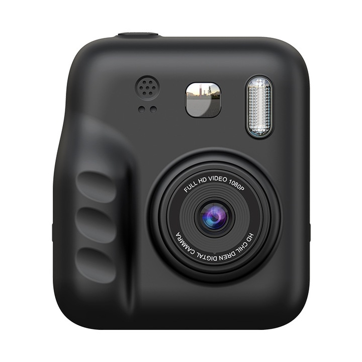 Детски фотоапарат ZYTEQ, моментален, термопечат, 48MPx снимки / 1080P HD видео, IPS 2.0 Anti-Blue Light екран, 1800mAh батерия, огледало за селфита и игри, черен