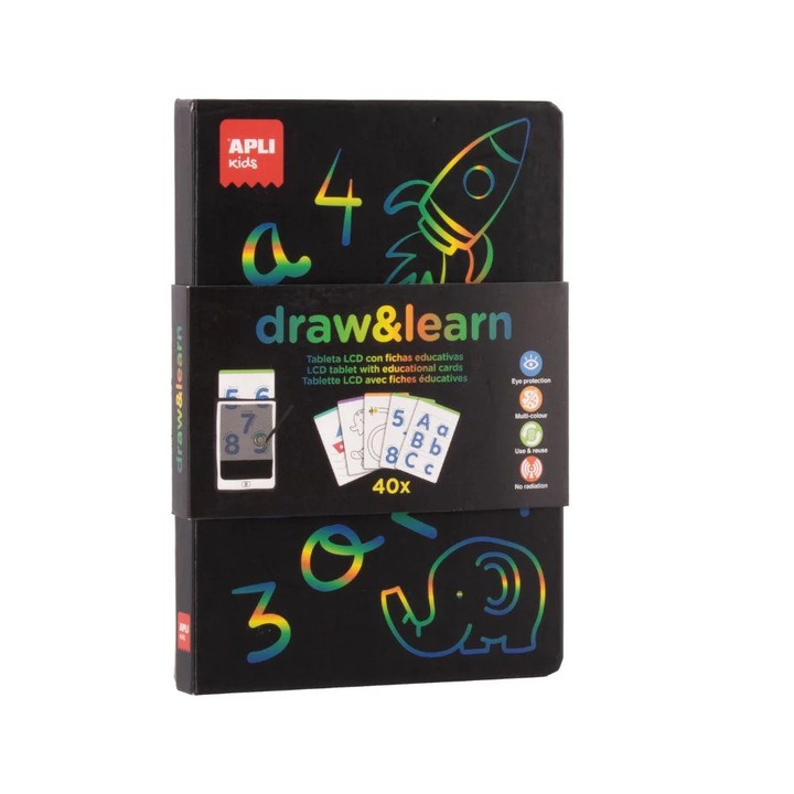 Tableta grafica cu ecran LCD cu template-uri pentru copii de scris si desenat, APLI, 3 ani+
