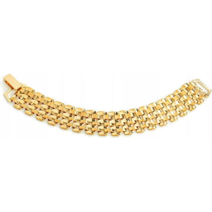 Bratara aurie lata, eleganta, din placute netede, placata cu aur