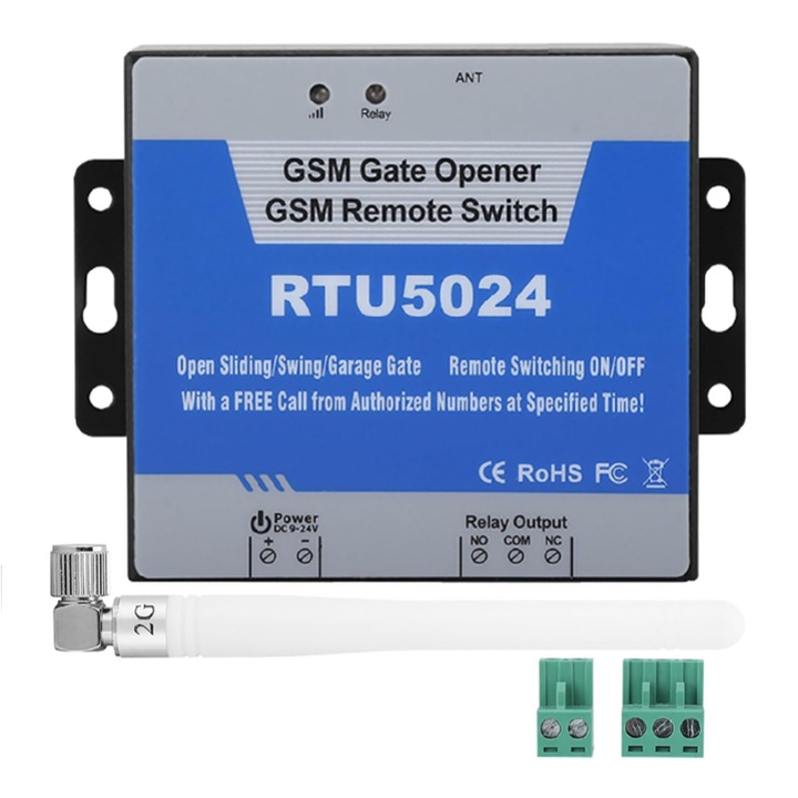 Controler de acces GSM RTU5024, AjieQaQ, set pentru poarta, monitorizare in timp real, 82x76x27mm