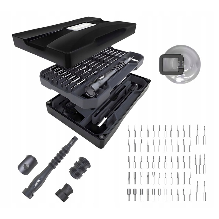 Комплект прецизни инструменти 73 в 1, Jakemy, 63 магнитни бита, алуминий