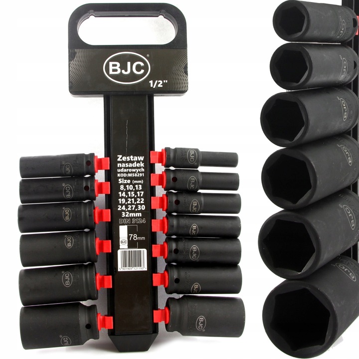 Set Chei Tubulare Impact 1/2" 8-32mm, 13 Piese, Lungi 78mm, BJC