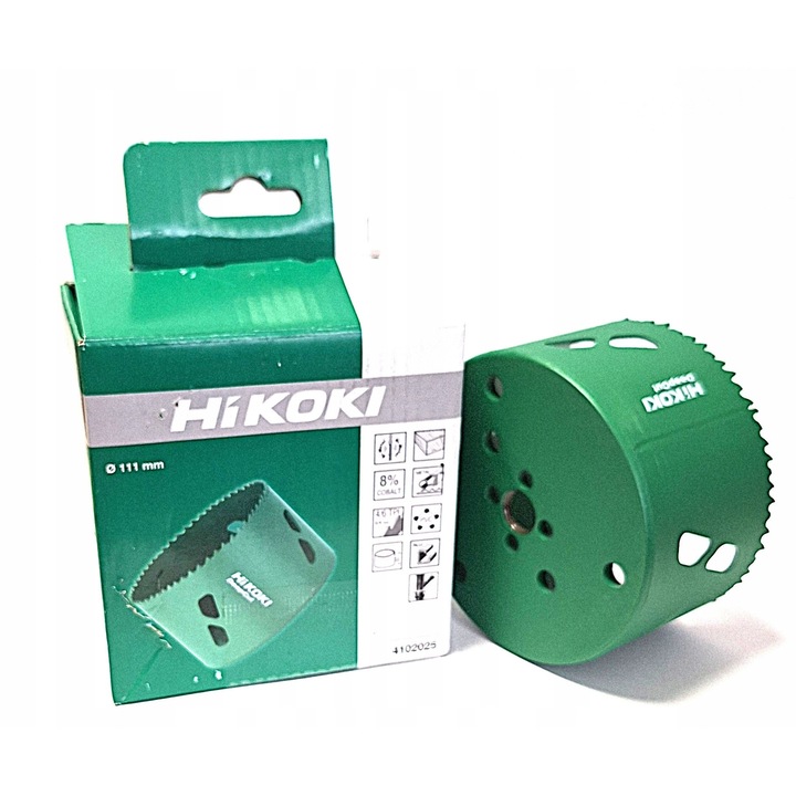 Carotă HSS-Co HiKOKI 111x60MM, bimetal, durabilitate, adâncime tăiere 38mm, 1 bucată/set