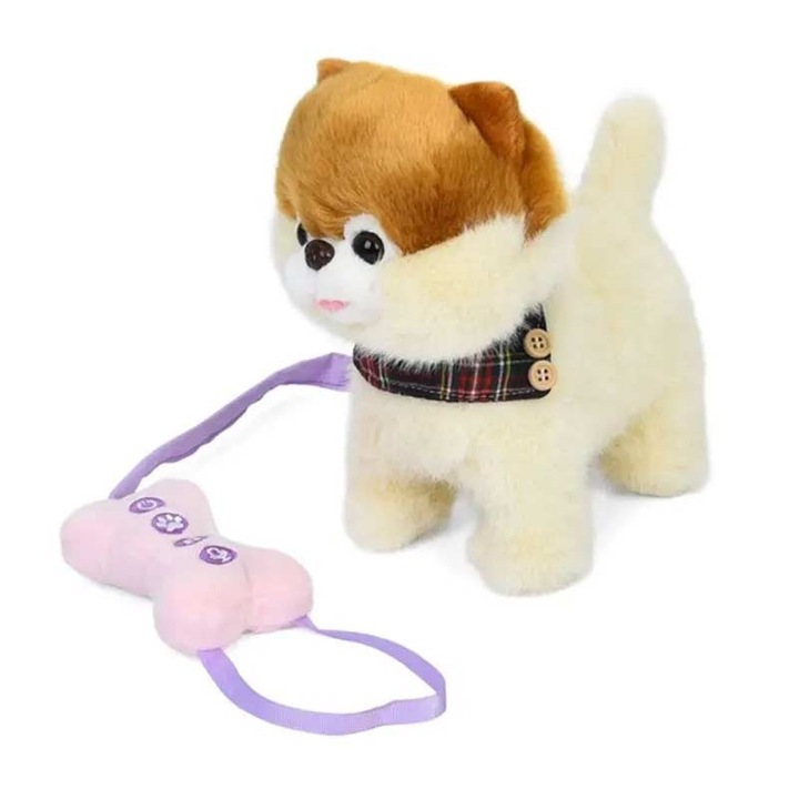 Cățeluș interactiv, pluș, merge, sunete, muzică, înregistrare vocală